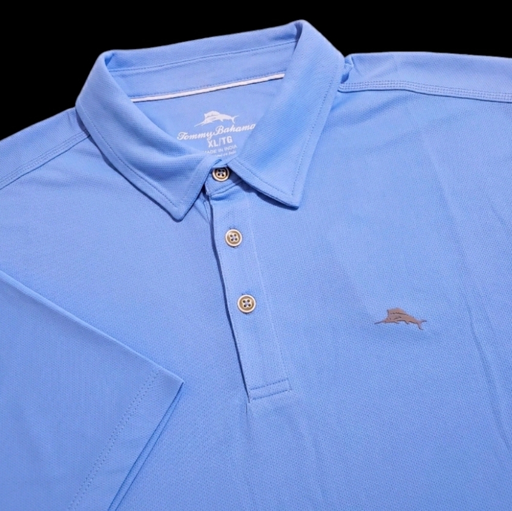 Tommy Bahama Performance Stretch Mens XL Blue Moisture Wicking Polo Shirt